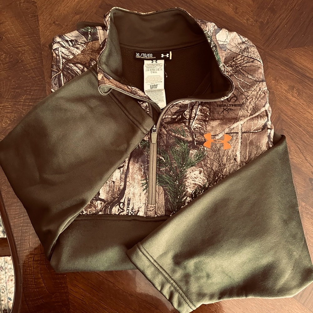 Under Armour Men’s ColdGear 1/4 Zip Fleece Lined Camo Pullover Sz XL